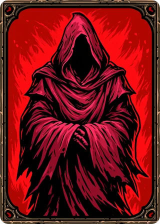 The Cultist suit: a hooded figure in red robes.