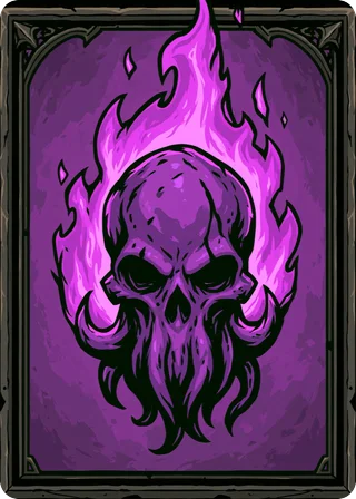 The Void suit: a tentacled skull wreathed in violet flame.